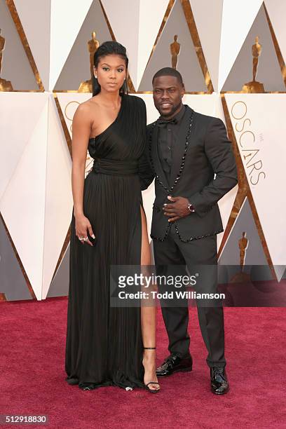 Actor Kevin Hart and Eniko Parrish attend the 88th Annual Academy Awards at Hollywood & Highland Center on February 28, 2016 in Hollywood, California.
