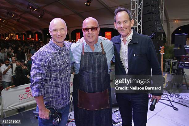 Chef Devin Padgett, Chef Andrew Zimmern and Randy Fisher attend the LUCKY CHOPSTICKS: An Asian Night Market Hosted By Andrew Zimmern during 2016 Food...