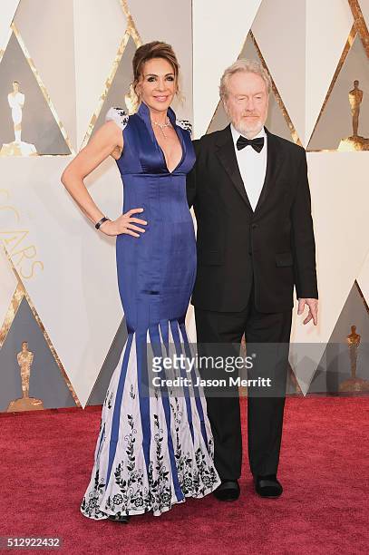 Director Ridley Scott and producer Giannina Facio attend the 88th Annual Academy Awards at Hollywood & Highland Center on February 28, 2016 in...