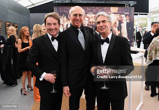 Actor Martin Short, actor/writer Larry David, and writer/director David Steinberg attend the 2016 Vanity Fair Oscar Dinner Hosted By Graydon Carter...