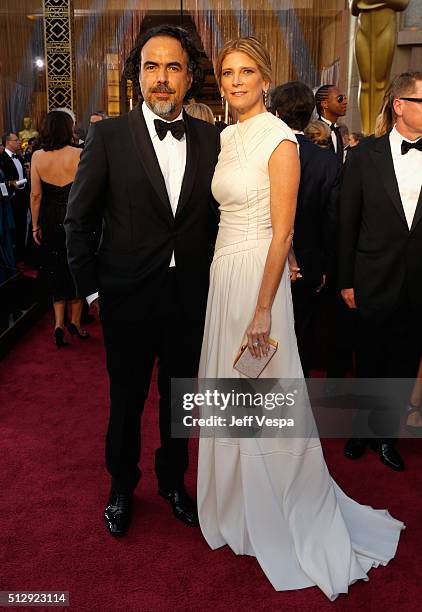 Filmmaker Alejandro Gonzalez Inarritu and Maria Eladia Hagerman attend the 88th Annual Academy Awards at Hollywood & Highland Center on February 28,...