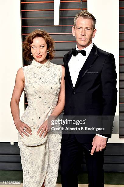 Journalist Emma Forrest and actor Ben Mendelsohn attend the 2016 Vanity Fair Oscar Party hosted By Graydon Carter at Wallis Annenberg Center for the...