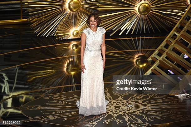 Actress Stacey Dash speaks onstage during the 88th Annual Academy Awards at the Dolby Theatre on February 28, 2016 in Hollywood, California.