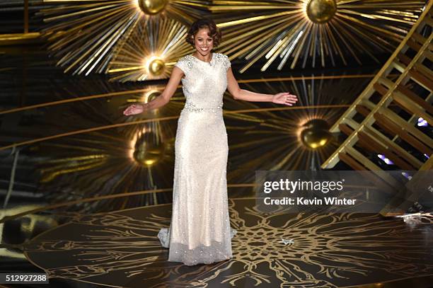 Actress Stacey Dash speaks onstage during the 88th Annual Academy Awards at the Dolby Theatre on February 28, 2016 in Hollywood, California.