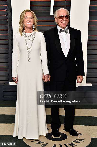 Musician Jimmy Buffett and Jane Slagsvol attend the 2016 Vanity Fair Oscar Party Hosted By Graydon Carter at the Wallis Annenberg Center for the...