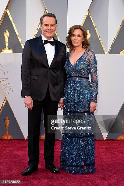 Actor Bryan Cranston and Robin Dearden attend the 88th Annual Academy Awards at Hollywood & Highland Center on February 28, 2016 in Hollywood,...