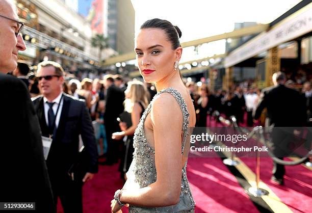 Actress Daisy Ridley attends the 88th Annual Academy Awards at Hollywood & Highland Center on February 28, 2016 in Hollywood, California.