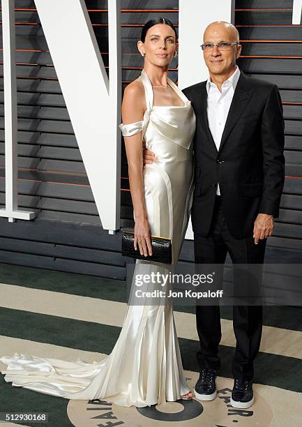 Model Liberty Ross and entrepreneur Jimmy Iovine attend the 2016 Vanity Fair Oscar Party hosted By Graydon Carter at Wallis Annenberg Center for the...