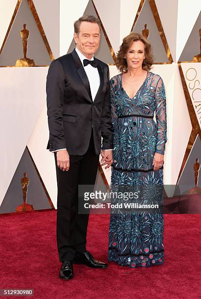 Actor Bryan Cranston and Robin Dearden attend the 88th Annual Academy Awards at Hollywood & Highland Center on February 28, 2016 in Hollywood,...