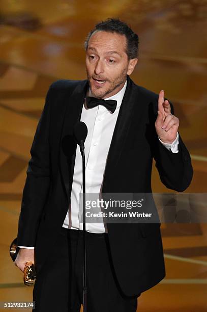 Cinematographer Emmanuel Lubezki accepts the Best Cinematography award for 'The Revenant' onstage during the 88th Annual Academy Awards at the Dolby...