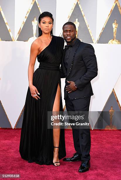 Actor Kevin Hart and Eniko Parrish attend the 88th Annual Academy Awards at Hollywood & Highland Center on February 28, 2016 in Hollywood, California.