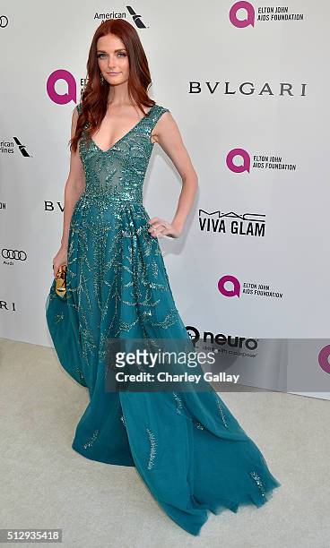 Model Lydia Hearst attends Neuro at the 24th Annual Elton John AIDS Foundation's Oscar Viewing Party at The City of West Hollywood Park on February...