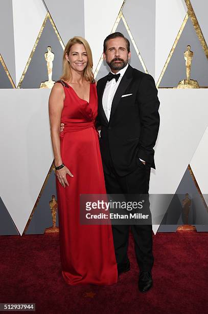 Actors Nancy Carell and Steve Carell attend the 88th Annual Academy Awards at Hollywood & Highland Center on February 28, 2016 in Hollywood,...