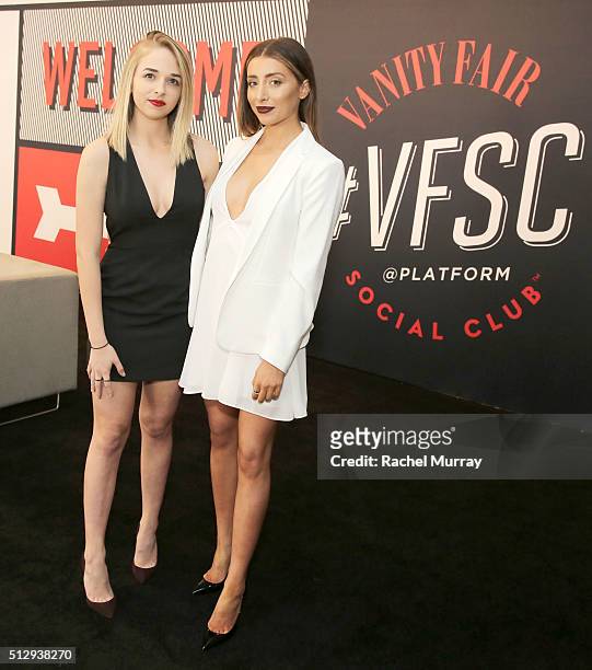 Actresses & Social Influencers Jenn McAllister and Lauren Elizabeth co-host the Vanity Fair Social Club Oscar's Viewing Party during the 2016 Vanity...