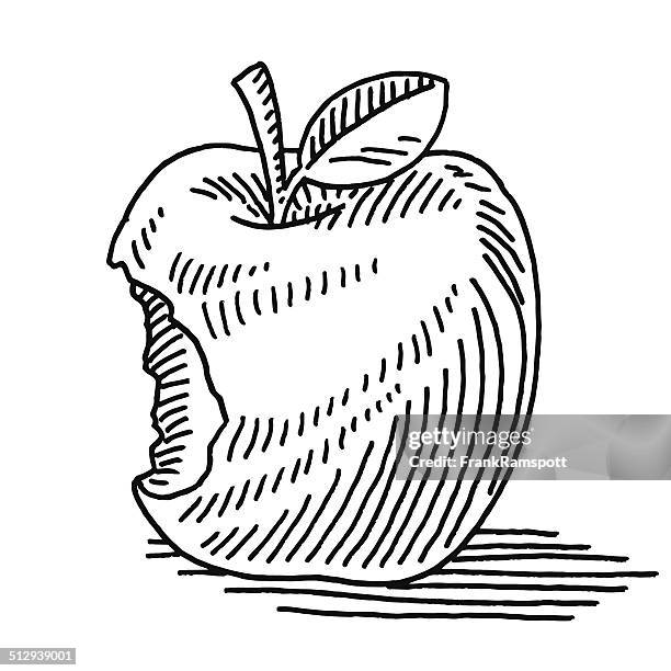 apple fruit missing bite drawing - bite mark vector stock illustrations