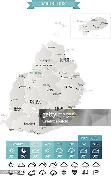 mauritius - weather map stock illustrations