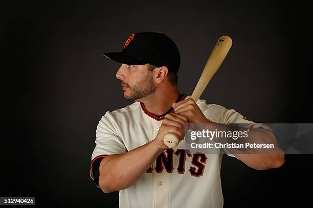 George Kottaras of the San Francisco Giants poses for a portrait during spring training photo day at Scottsdale Stadium on February 28, 2016 in...