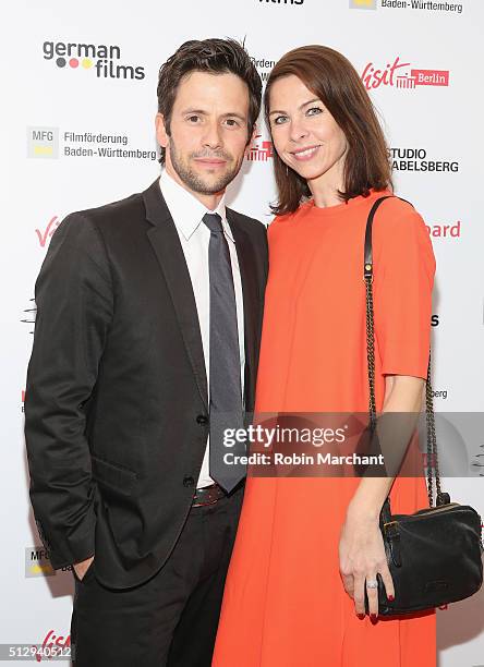 Actor Christian Oliver and wife Jessika Mazur attend Studio Babelsberg Oscars Screening Reception on February 28, 2016 in Los Angeles, California.