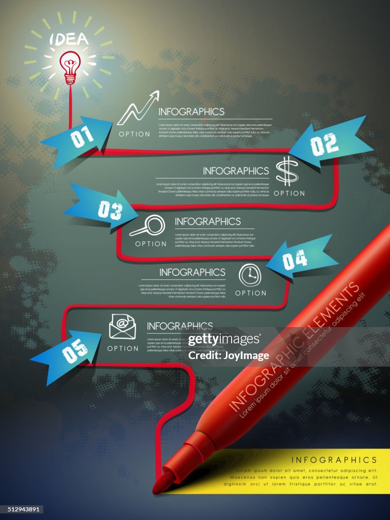 Creativity Dropping Chart Creative Template With Mark Pen Drawing Flow Chart Infographic High-Res ...