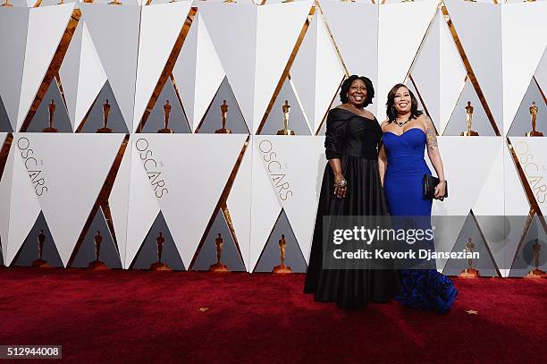 Actress Whoopi Goldberg and Alex Martin attend the 88th Annual Academy Awards at Hollywood & Highland Center on February 28, 2016 in Hollywood,...