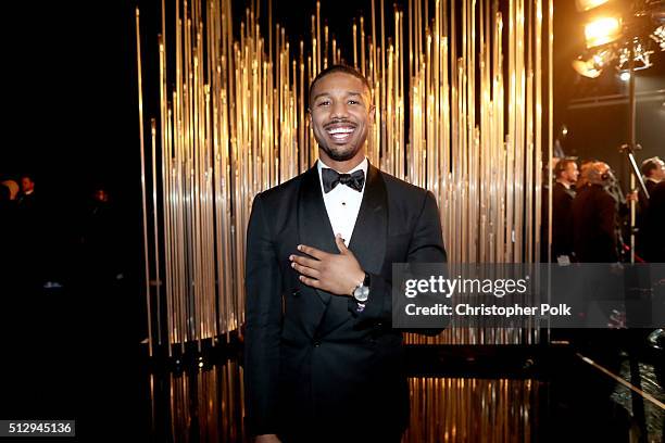 Actor Michael B. Jordan backstage at the 88th Annual Academy Awards at Dolby Theatre on February 28, 2016 in Hollywood, California.