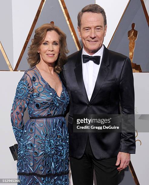 Actor Bryan Cranston and wife Robin Dearden arrive at the 88th Annual Academy Awards at Hollywood & Highland Center on February 28, 2016 in...