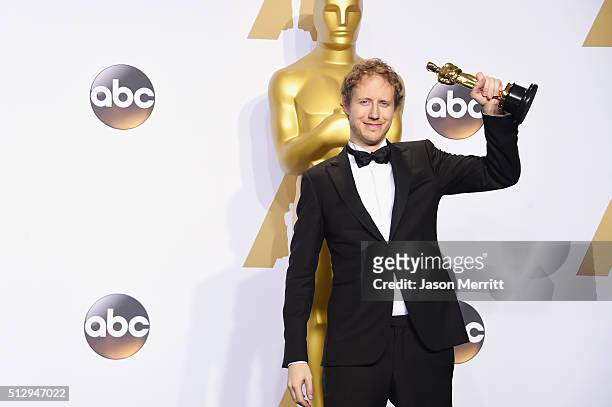 Director Laszlo Nemes winner of Best Foreign Language Film award for 'Son of Saul' poses in the press room during the 88th Annual Academy Awards at...