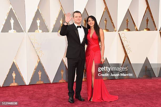 Actor Matt Damon and Luciana Damon attend the 88th Annual Academy Awards at Hollywood & Highland Center on February 28, 2016 in Hollywood, California.