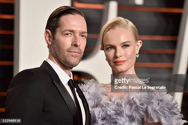 Actors Michael Polish and Kate Bosworth attend the 2016 Vanity Fair Oscar Party Hosted By Graydon Carter at the Wallis Annenberg Center for the...