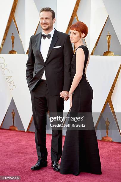 Actor Jason Segel and photographer Alexis Mixter attend attends the 88th Annual Academy Awards at Hollywood & Highland Center on February 28, 2016 in...