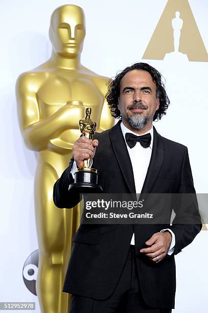 Director Alejandro Gonzalez Inarritu, winner of the Best Director award for 'The Revenant,' poses in the press room during the 88th Annual Academy...