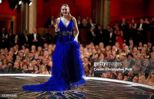 Actress Brie Larson wins Best Actress for 'Room' during the 88th Annual Academy Awards at Dolby Theatre on February 28, 2016 in Hollywood, California.