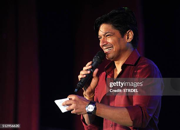 Indian Bollywood playback singer Shaan Mukherjee performs during the 'Ravindra Jain Academy Awards' ceremony in Mumbai on late February 28, 2016. AFP...