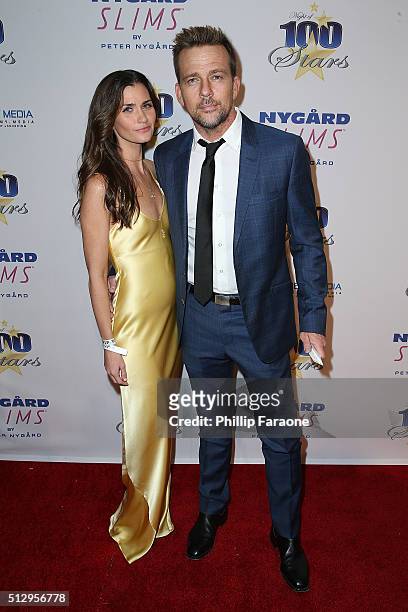 Actor Sean Patrick Flanery and Lauren Michelle Hill attend Norby Walters' 26th Annual Night of 100 Stars Oscar Viewing at The Beverly Hilton Hotel on...