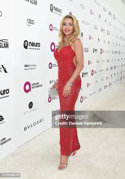 Model Valeria Marini attends Bulgari at the 24th Annual Elton John AIDS Foundation's Oscar Viewing Party at The City of West Hollywood Park on...