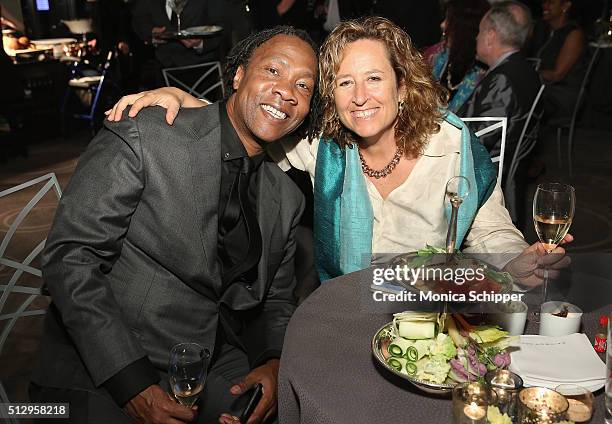 Directors Roger Ross Williams and Kim A. Snyder attend the Oscar Night New York Viewing Party Hosted By The Academy Of Motion Picture Arts And...