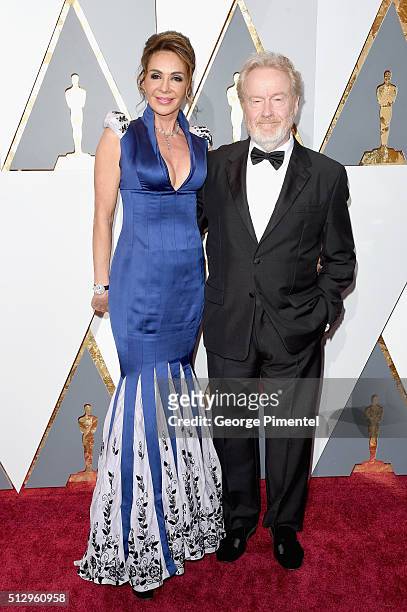 Giannina Facio and Producer Ridley Scott attend the 88th Annual Academy Awards at Hollywood & Highland Center on February 28, 2016 in Hollywood,...