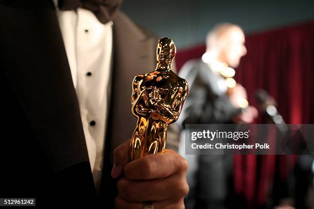 An Oscar statue backstage at the 88th Annual Academy Awards at Dolby Theatre on February 28, 2016 in Hollywood, California.