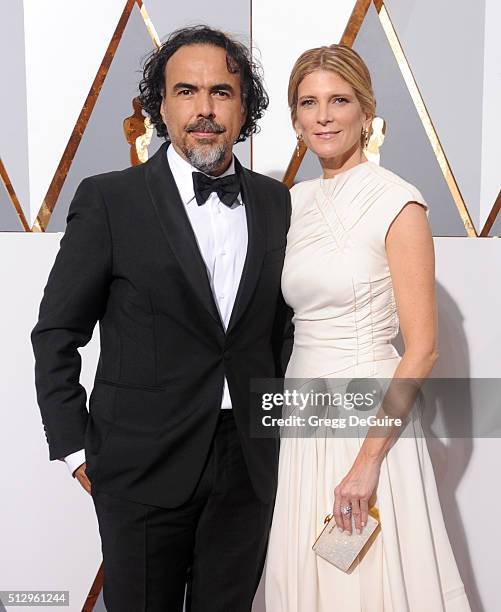 Director Alejandro Gonzalez Inarritu and Maria Eladia Hagerman arrive at the 88th Annual Academy Awards at Hollywood & Highland Center on February...