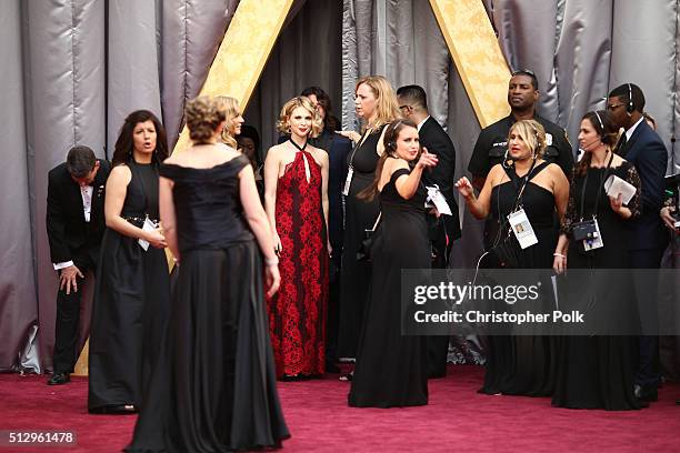 Recording artist Dave Grohl and Jordyn Blum attend the 88th Annual Academy Awards at Hollywood & Highland Center on February 28, 2016 in Hollywood,...