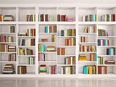 illustration of White bookshelves