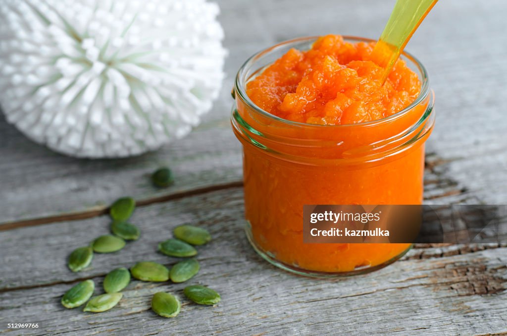 Homemade pumpkin cosmetic mask