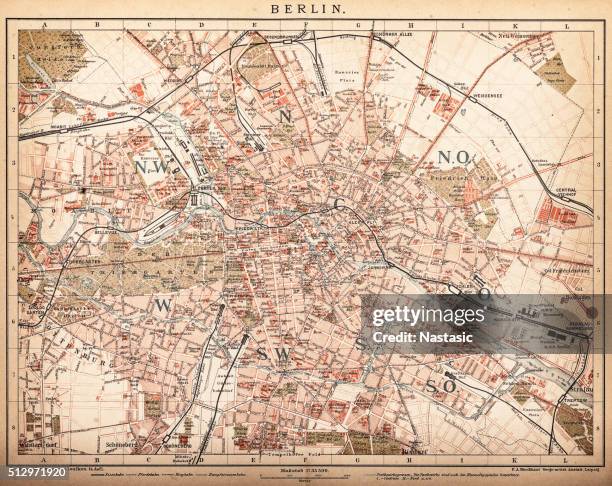 map of berlin 1898 - stadtzentrum 幅插畫檔、美工圖案、卡通及圖標