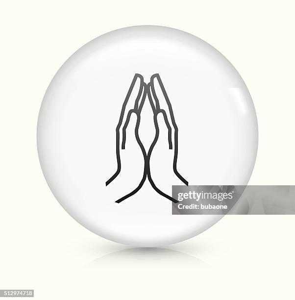 hands together icon on white round vector button - hands cupped stock illustrations