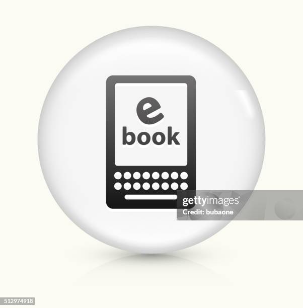 ebook icon on white round vector button - looking at screen reflection stock illustrations
