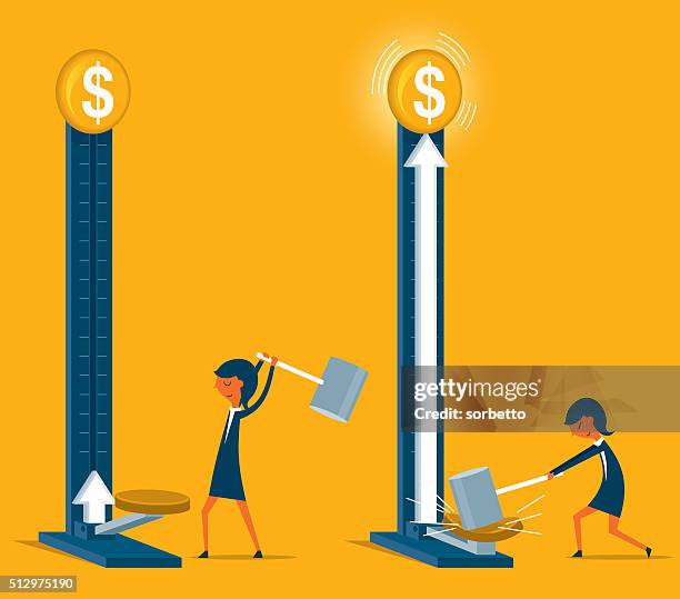 illustrazioni stock, clip art, cartoni animati e icone di tendenza di crescita denaro - measuring height