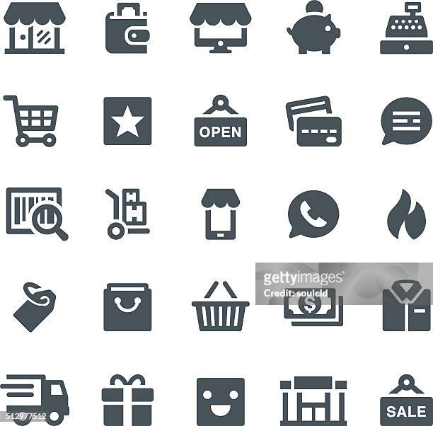 retail icons - retail place stock illustrations