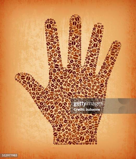 hand print royalty free coffee bean pattern - hand coffee bean stock illustrations