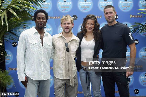 The cast Harold Perrineau, Dominic Monaghan, Evangeline Lilly and Matthew Fox of the television show "Lost" attends the ABC Primetime Preview Weekend...