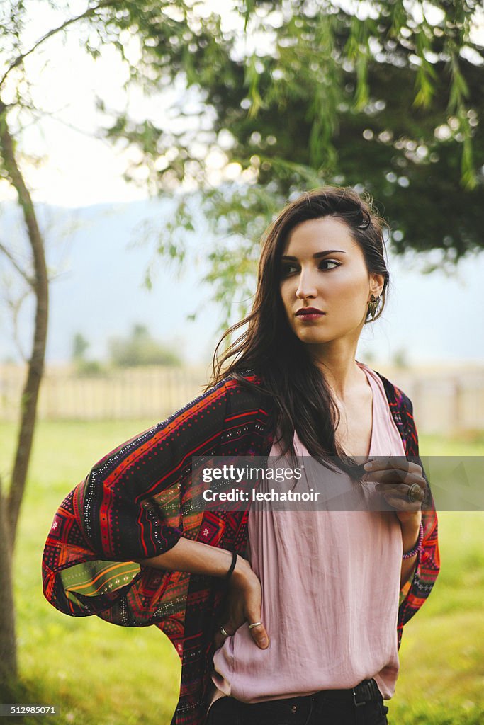 Vintage toned portrait in nature